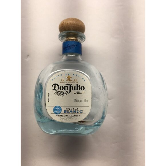 Don Julio Blanco Tequila Bottle Empty 50 mL Blue Round Glass with Wood Cork - Picture 9 of 12